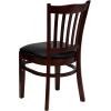 Flash Furniture HERCULES Series Vertical Slat Back Walnut Wood Restaurant Chair(Black Vinyl Seat/Mahogany Wood Frame)