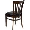 Flash Furniture HERCULES Series Vertical Slat Back Walnut Wood Restaurant Chair(Black Vinyl Seat/Walnut Wood Frame)