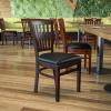 Flash Furniture HERCULES Series Vertical Slat Back Walnut Wood Restaurant Chair(Black Vinyl Seat/Walnut Wood Frame)