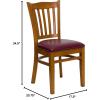 Flash Furniture HERCULES Series Vertical Slat Back Walnut Wood Restaurant Chair(Burgundy Vinyl Seat/Cherry Wood Frame)