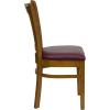 Flash Furniture HERCULES Series Vertical Slat Back Walnut Wood Restaurant Chair(Burgundy Vinyl Seat/Cherry Wood Frame)