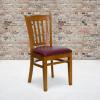 Flash Furniture HERCULES Series Vertical Slat Back Walnut Wood Restaurant Chair(Burgundy Vinyl Seat/Cherry Wood Frame)