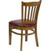 Flash Furniture HERCULES Series Vertical Slat Back Walnut Wood Restaurant Chair(Burgundy Vinyl Seat/Cherry Wood Frame)