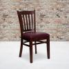 Flash Furniture HERCULES Series Vertical Slat Back Walnut Wood Restaurant Chair(Burgundy Vinyl Seat/Mahogany Wood Frame)