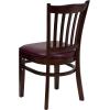 Flash Furniture HERCULES Series Vertical Slat Back Walnut Wood Restaurant Chair(Burgundy Vinyl Seat/Mahogany Wood Frame)