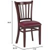 Flash Furniture HERCULES Series Vertical Slat Back Walnut Wood Restaurant Chair(Burgundy Vinyl Seat/Mahogany Wood Frame)