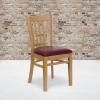 Flash Furniture HERCULES Series Vertical Slat Back Walnut Wood Restaurant Chair(Burgundy Vinyl Seat/Natural Wood Frame)