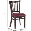 Flash Furniture HERCULES Series Vertical Slat Back Walnut Wood Restaurant Chair(Burgundy Vinyl Seat/Walnut Wood Frame)