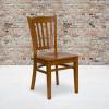 Flash Furniture HERCULES Series Vertical Slat Back Walnut Wood Restaurant Chair(Cherry Wood Seat/Cherry Wood Frame)
