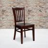 Flash Furniture HERCULES Series Vertical Slat Back Walnut Wood Restaurant Chair(Mahogany Wood Seat/Mahogany Wood Frame)