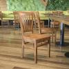 Flash Furniture HERCULES Series Vertical Slat Back Walnut Wood Restaurant Chair(Natural Wood Seat/Natural Wood Frame)