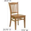 Flash Furniture HERCULES Series Vertical Slat Back Walnut Wood Restaurant Chair(Natural Wood Seat/Natural Wood Frame)