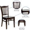Flash Furniture HERCULES Series Vertical Slat Back Walnut Wood Restaurant Chair(Walnut Wood Seat/Walnut Wood Frame)