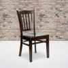 Flash Furniture HERCULES Series Vertical Slat Back Walnut Wood Restaurant Chair(Walnut Wood Seat/Walnut Wood Frame)