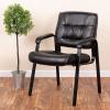 Flash Furniture Haeger White LeatherSoft Executive Side Reception Chair with Black Metal Frame(Black Leathersoft/Black Frame)