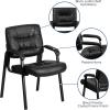 Flash Furniture Haeger White LeatherSoft Executive Side Reception Chair with Black Metal Frame(Black Leathersoft/Black Frame)