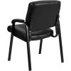 Flash Furniture Haeger White LeatherSoft Executive Side Reception Chair with Black Metal Frame(Black Leathersoft/Black Frame)