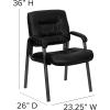 Flash Furniture Haeger White LeatherSoft Executive Side Reception Chair with Black Metal Frame(Black Leathersoft/Black Frame)