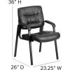 Flash Furniture Haeger White LeatherSoft Executive Side Reception Chair with Black Metal Frame(Black Leathersoft/Titanium Frame)