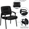 Flash Furniture Haeger White LeatherSoft Executive Side Reception Chair with Black Metal Frame(Black Leathersoft/Titanium Frame)