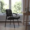 Flash Furniture Haeger White LeatherSoft Executive Side Reception Chair with Black Metal Frame(Black Leathersoft/Titanium Frame)