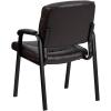 Flash Furniture Haeger White LeatherSoft Executive Side Reception Chair with Black Metal Frame(Brown Leathersoft/Black Frame)