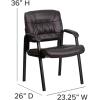Flash Furniture Haeger White LeatherSoft Executive Side Reception Chair with Black Metal Frame(Brown Leathersoft/Black Frame)