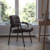 Flash Furniture Haeger White LeatherSoft Executive Side Reception Chair with Black Metal Frame(Brown Leathersoft/Black Frame)