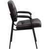 Flash Furniture Haeger White LeatherSoft Executive Side Reception Chair with Black Metal Frame(Brown Leathersoft/Black Frame)