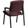Flash Furniture Haeger White LeatherSoft Executive Side Reception Chair with Black Metal Frame(Burgundy Leathersoft/Black Frame)