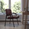 Flash Furniture Haeger White LeatherSoft Executive Side Reception Chair with Black Metal Frame(Burgundy Leathersoft/Black Frame)