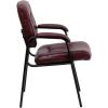 Flash Furniture Haeger White LeatherSoft Executive Side Reception Chair with Black Metal Frame(Burgundy Leathersoft/Black Frame)