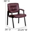 Flash Furniture Haeger White LeatherSoft Executive Side Reception Chair with Black Metal Frame(Burgundy Leathersoft/Black Frame)
