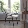 Flash Furniture Haeger White LeatherSoft Executive Side Reception Chair with Black Metal Frame(White Leathersoft/Black Frame)
