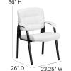 Flash Furniture Haeger White LeatherSoft Executive Side Reception Chair with Black Metal Frame(White Leathersoft/Black Frame)