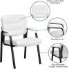 Flash Furniture Haeger White LeatherSoft Executive Side Reception Chair with Black Metal Frame(White Leathersoft/Black Frame)