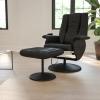 Flash Furniture Hall Massaging Heat Controlled Adjustable Recliner and Ottoman with Wrapped Base in Black LeatherSoft(Black)