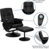 Flash Furniture Hall Massaging Heat Controlled Adjustable Recliner and Ottoman with Wrapped Base in Black LeatherSoft(Black)