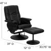 Flash Furniture Hall Massaging Heat Controlled Adjustable Recliner and Ottoman with Wrapped Base in Black LeatherSoft(Black)