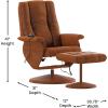 Flash Furniture Hall Massaging Heat Controlled Adjustable Recliner and Ottoman with Wrapped Base in Black LeatherSoft(Brown)