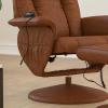 Flash Furniture Hall Massaging Heat Controlled Adjustable Recliner and Ottoman with Wrapped Base in Black LeatherSoft(Brown)