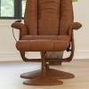 Flash Furniture Hall Massaging Heat Controlled Adjustable Recliner and Ottoman with Wrapped Base in Black LeatherSoft(Brown)
