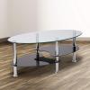 Flash Furniture Hampden Glass Coffee Table with Black Glass Shelves and Stainless Steel Legs