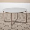 Flash Furniture Hampstead Collection Coffee Table – Modern White Finish Coffee Table – Crisscross Brushed Gold Frame