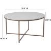 Flash Furniture Hampstead Collection Coffee Table – Modern White Finish Coffee Table – Crisscross Brushed Gold Frame