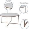 Flash Furniture Hampstead Collection Coffee Table – Modern White Finish Coffee Table – Crisscross Brushed Gold Frame