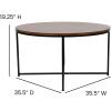 Flash Furniture Hampstead Collection Coffee Table – Modern White Marble Finish Coffee Table – Crisscross Brushed Gold Frame(Walnut/Matte Black)