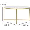 Flash Furniture Hampstead Collection Coffee Table – Modern White Marble Finish Coffee Table – Crisscross Brushed Gold Frame(White Marble Top/Brushed Gold Frame)