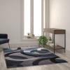 Flash Furniture Harken Collection 8′ x 10′ Geometric Area Rug – Black and Gray Olefin Facing – Jute Backing – Living Room or Bedroom(Blue)