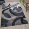Flash Furniture Harken Collection 8′ x 10′ Geometric Area Rug – Black and Gray Olefin Facing – Jute Backing – Living Room or Bedroom(Blue)